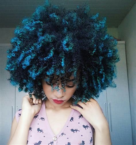 Curly Hair Blue Hair Instagram Futricandomoda Black Hair Dye