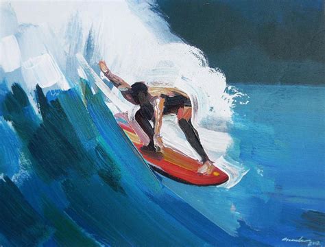 Acrylic On Wood Cm 60x50 Oilpaintingeasy Surf Painting Surf Art