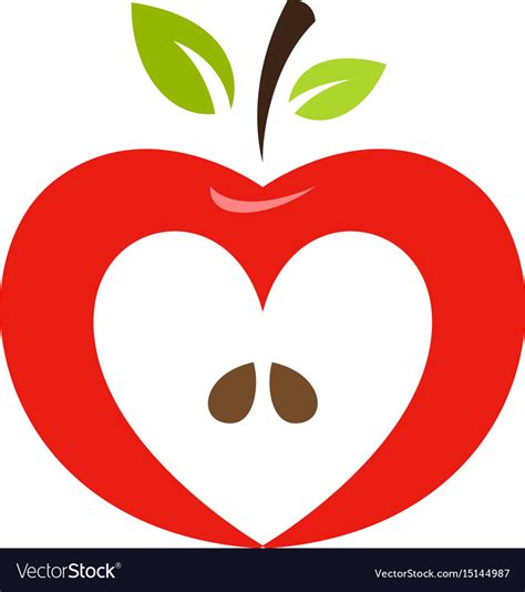 Heart Shaped Apple Logo Label Emblem Royalty Free Vector