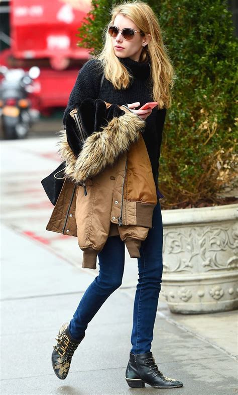 what they wear 11 celebs with the best cold weather style emma roberts style cold weather