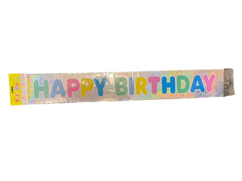 Happy Birthday Holographic Banner Rainbow Letters 12ft Winner Party