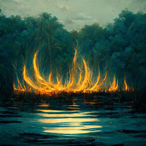 Fire Over Water Digital Art By Rimi Pix Fine Art America