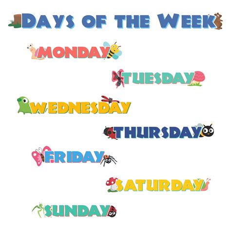 Days Of The Week Chart Printable Free