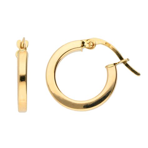 9ct Yellow Gold 14mm Square Edged Small Hoop Earrings Buy Online