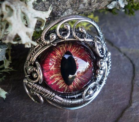 Gothic Steampunk Sterling Silver Red Black Eye Ring Size 7 | Etsy | Eye