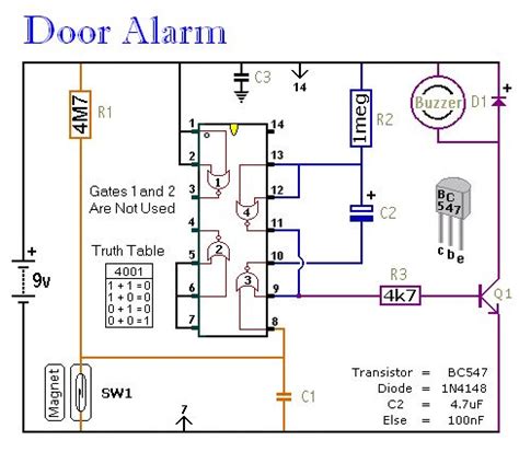 Simple Door Alarm Circuit Diagram