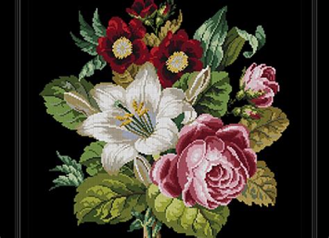 Victorian Floral Bouquet Antique Needle Work Desings