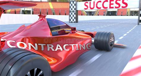 Contracting And Success Pictured As Word Contracting And A F1 Car To