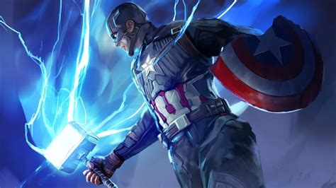 Captain America Hammer Lightning Mjolnir Avengers Endgame 4k 3 2 Wallpaper
