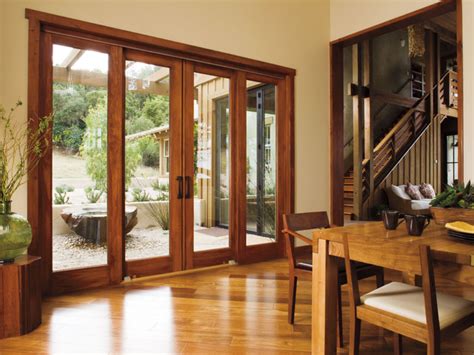 Patio door operation is viewed from the exterior of the unit. Pella® Architect Series® 4-Panel Sliding Patio Door ...