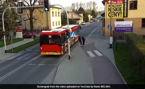 Cctv Captures Woman Pushing Friend Under Bus In Poland She Says It Was A Prank