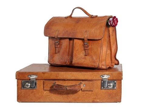 Well Traveled Vintage Suitcase And Briefcase Royalty Free Stock Photos