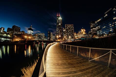 A Fisheye View Of The South Riverwalk In Chicago Photograph By Sven