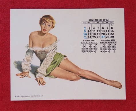 Vintage November 1952 Sexy Pin Up Girl Calendar Page Etsy