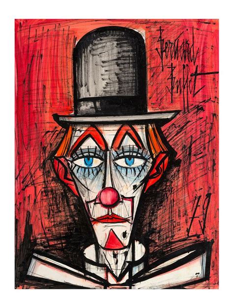 Bernard Buffet Le Clown Rouge 1979 Quirky Art Rooster Painting