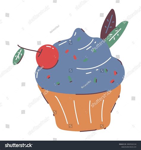 Cupcake Cherry Vector Cartoon Illustration Isolated Stock Vector