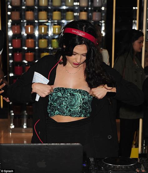 Eliza Doolittle Has To Pull Up Boob Tube That Keeps Falling During Dj