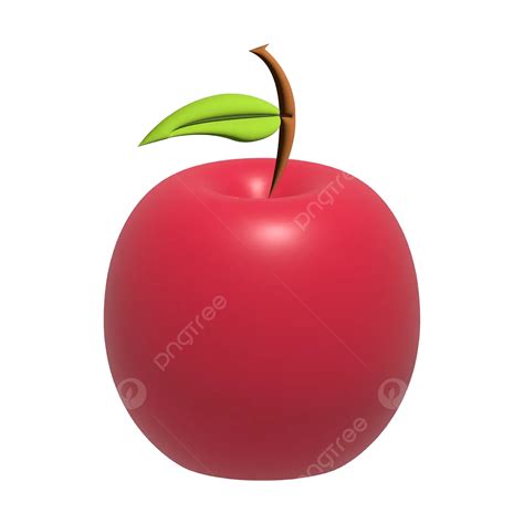 Red Apple With Green Leaf Vector Apple 3d Apple Fruit Png And Vector