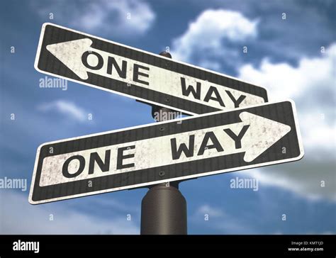 One Way Road Sign Against Skyillustration Stock Photo Alamy