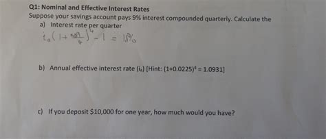 Solved Q Nominal And Effective Interest Rates Suppose Your Chegg
