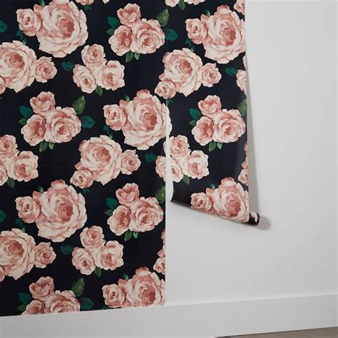 The Emily And Meritt Bed Of Roses Removable Wallpaper Pottery Barn Teen