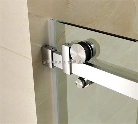 Single Slider Frameless Brushed Stainless Steel Decor Sliding Shower