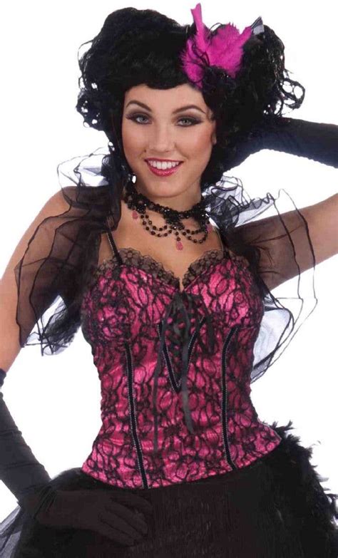 Pink And Black Lace Corset Womens Burlesque Costume