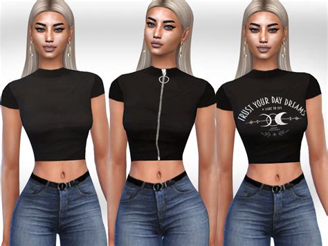 The Sims Resource Female Black Style Tops