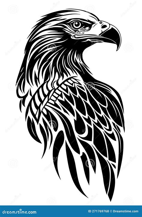 Tribal Eagle Tattoo Vector Drawing Great For T Shirts Logo Emblems