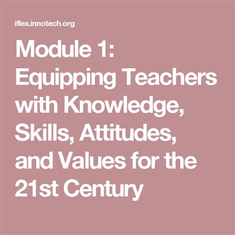 Module 1 Equipping Teachers With Knowledge Skills Attitudes And