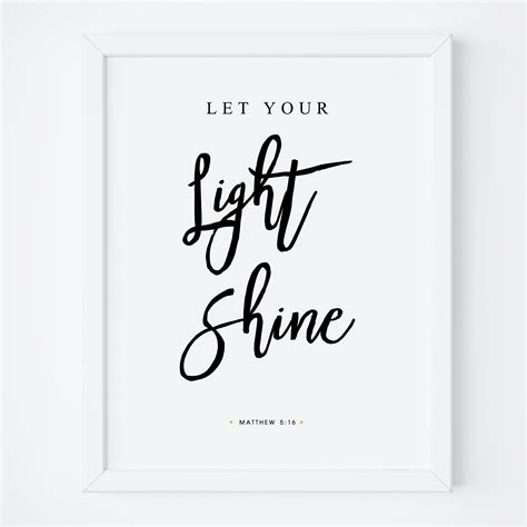 Let Your Light Shine Matthew 516 Bible Verse Prints Etsy