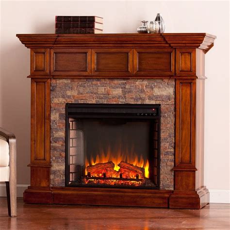 Freestanding electric fireplace in tan with tan faux stone (320) model# 140053. Shop Boston Loft Furnishings 45.75-in W 5000-BTU Buckeye ...