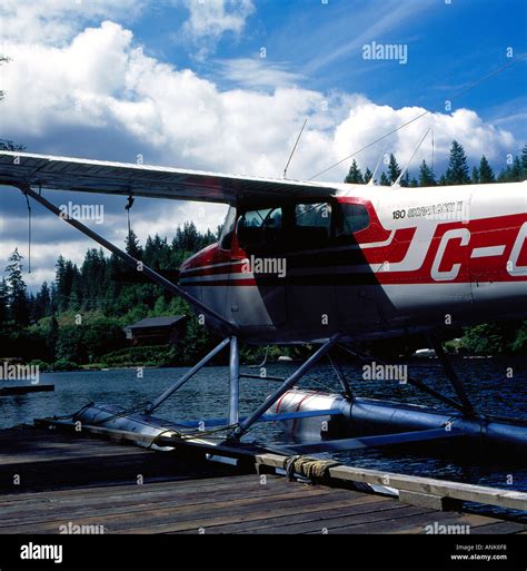 Float Plane On Dock In Parking Position Vancouver Island Bc British
