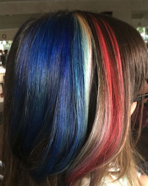 Red White And Blue Hair Blue Hair Hair Beauty Hair Color