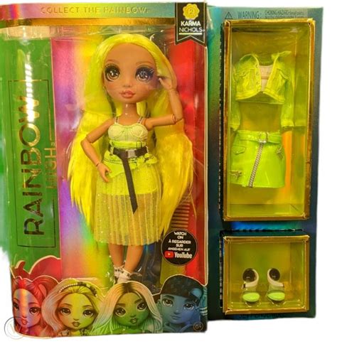 Rainbow High Karma Nichols Neon Green Fashion Doll With 2 Outfits