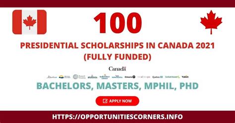 100 Presidential Scholarships In Canada 2021 Fully Funded