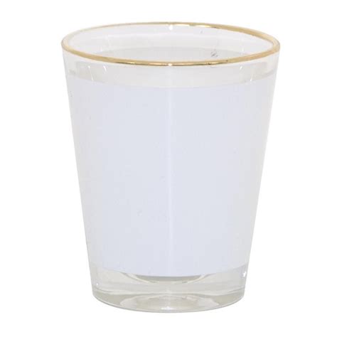 Sublimation Coated White Shot Glasses Gold Rim 4 Pc Set Easy Printing Shot Glass Sublimation