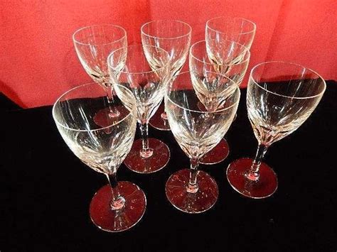 8 Baccarat Crystal Wine Glasses Genova Pattern Lot 91