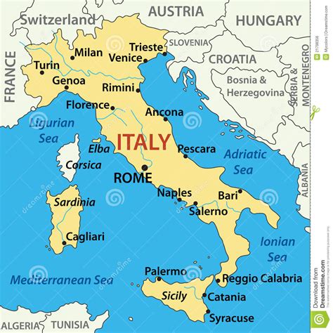 Map Of Italy Illustration Vector Royalty Free Stock Image Image