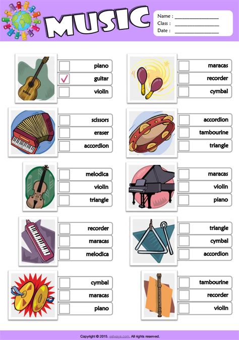 Tap card to see the definition. Musical Instruments ESL Vocabulary Multiple Choice Worksheet For Kids | Hoc360.net