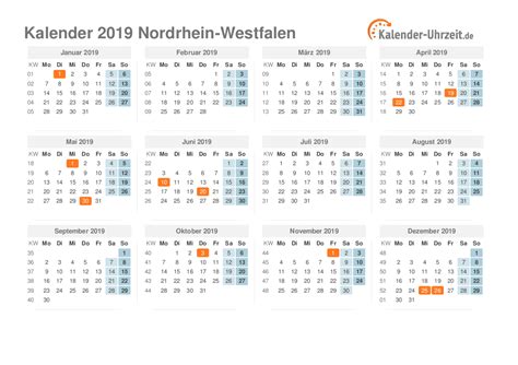 Feiertage 2019 Nordrhein Westfalen Kalender