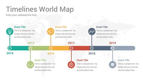 World Map Horizontal Timeline Slide For Powerpoint And Elements