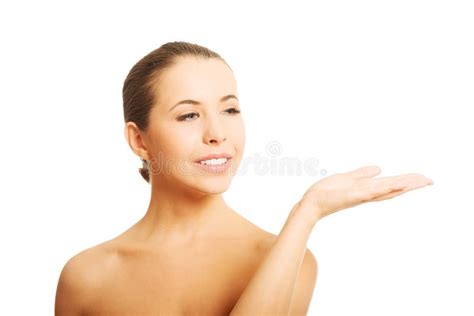 Nude Woman With Open Hand Showing Space Stock Photo Image Of Hygiene