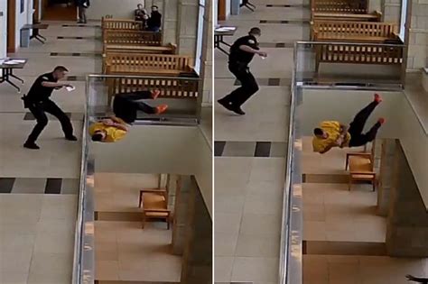Handcuffed Man Tries To Flee Courthouse Nosedives Over Balcony