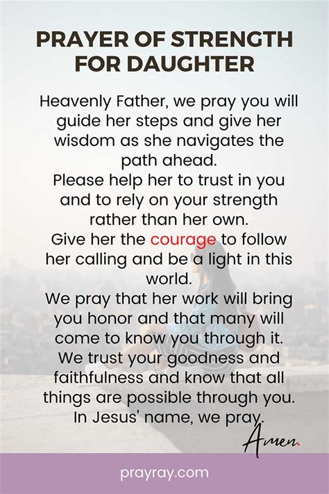 prayer for my daughter to give her strength protection and healing