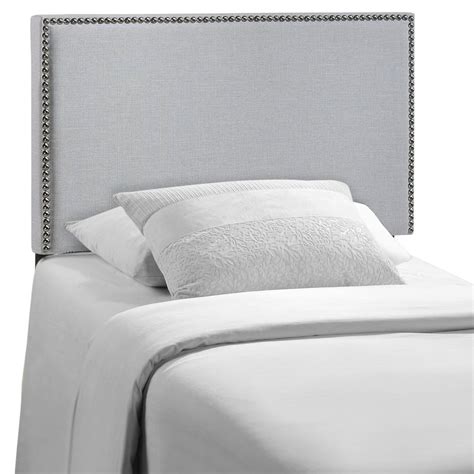 Modern Contemporary Twin Size Nailhead Upholstered Headboard Grey