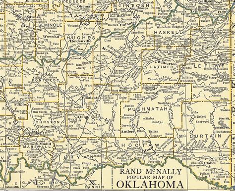 Vintage Map Of Oklahoma Authentic 1920s Perfect For Framing Century