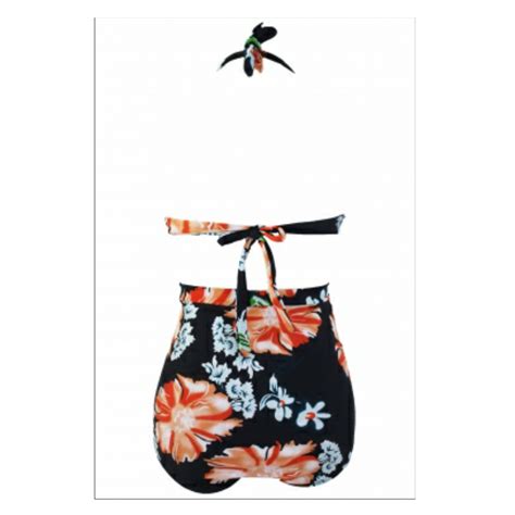 Floral Print Dark High Waist Bikini Swimsuit Emfed