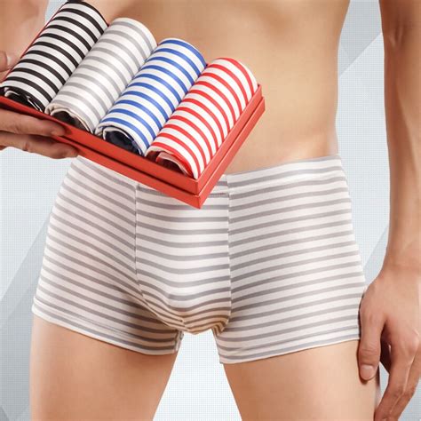 4pcslot Sexy Underwear Men Boxer Shorts Homme Striped Modal Underpants