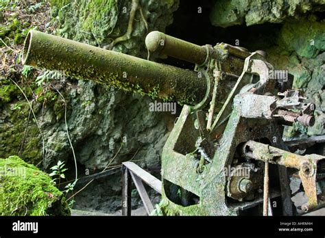 Cave Based Japanese Wwii Artillery War Relic Ruins Peleliu Palau Stock
